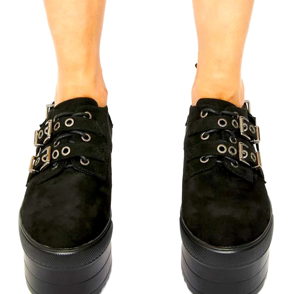 Lamoda Buckle Faux Suede Creepers chunky creeper soles,heel is about 3in.